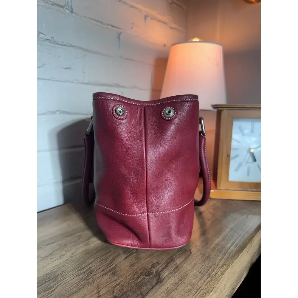 Coach 7757 Burgundy Red Leather Hampton Tote Handbag – Vintage Y2K